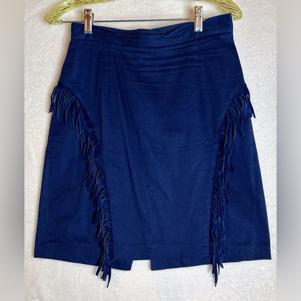 Western attitude blue fringe skirt made in USA size 9/10